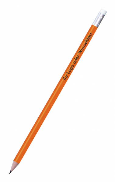 Bleistifte, orange lackiert, mit Radierer